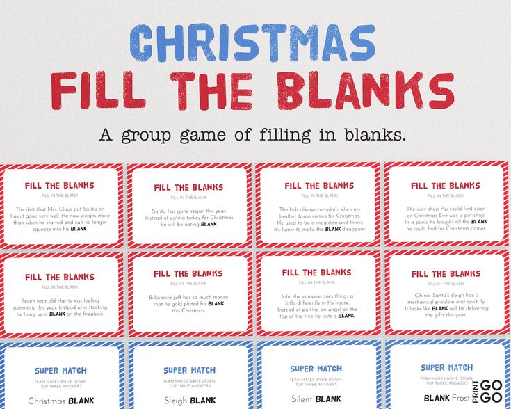 Printable Christmas Fill in the Blank Games